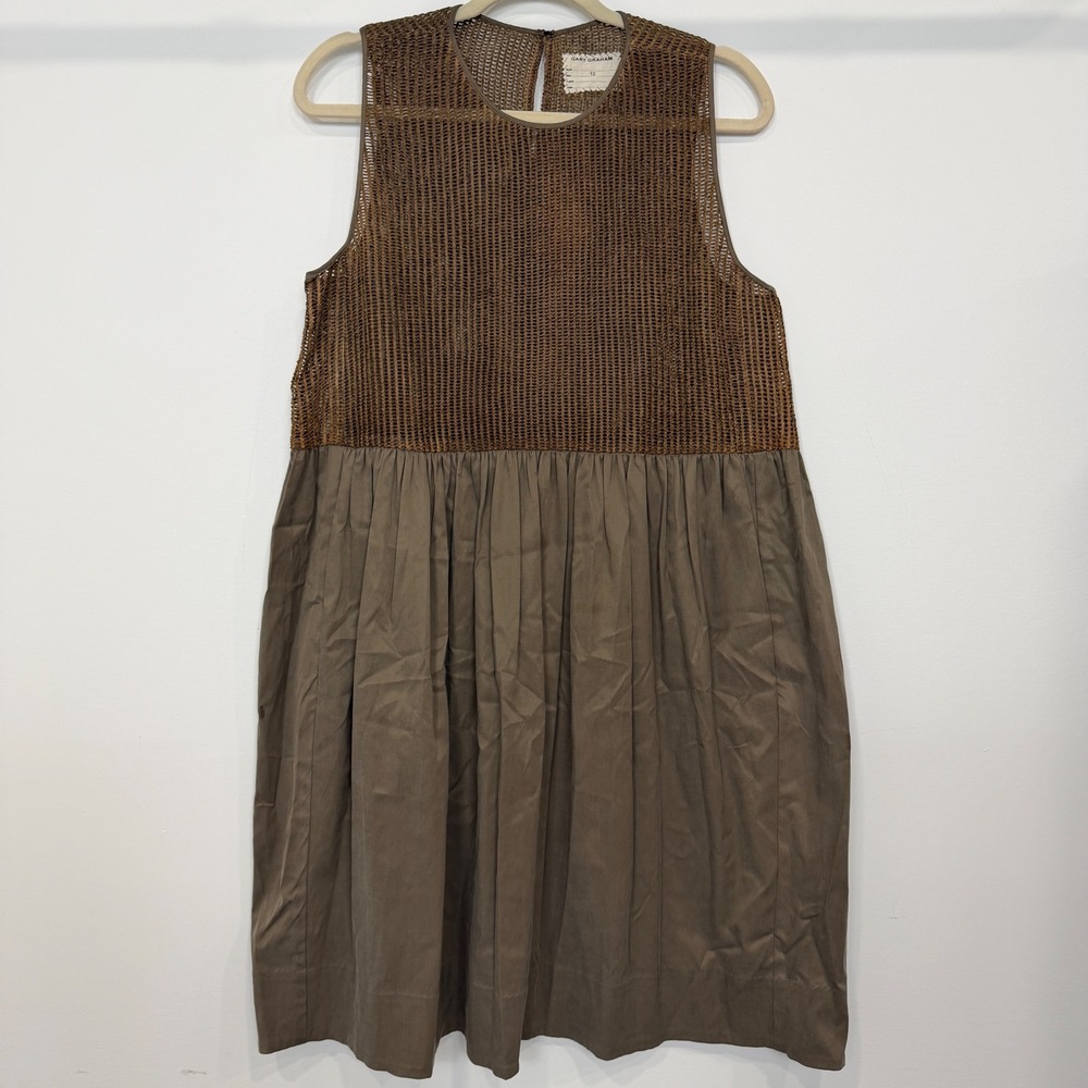 Gary Graham Artisanal Hand Distressed Mesh Lamb Bodice Dress 12 Boho Avant Garde